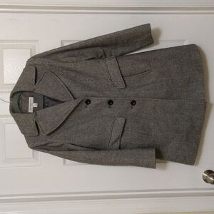 Liz Claiborne Wool Herringbone Long Coat Size Women's Petite Medium